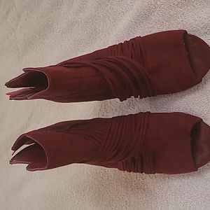 Maroon suede heels